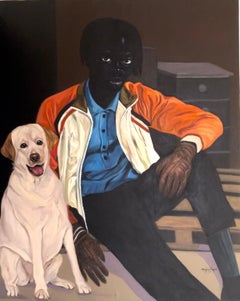 En El Almacén - Siglo XXI, Contemporáneo, Retrato Figurativo, Mujer, Perro