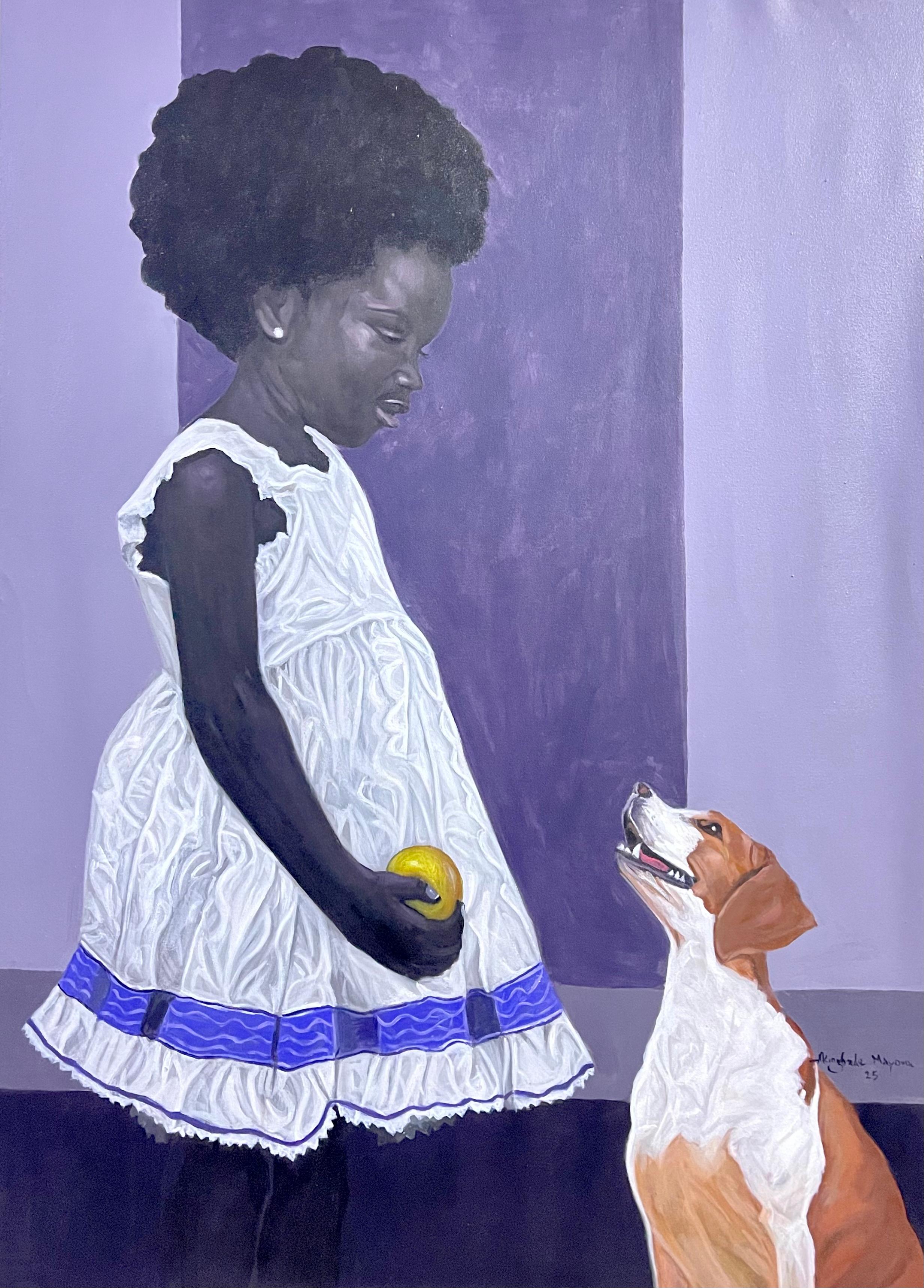 Dutress and Her Dog -21st Century, Contemporary, Figurative, Women, Animals