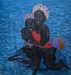 Fun At The Pool 2 - Painting, Acrylic on canvas