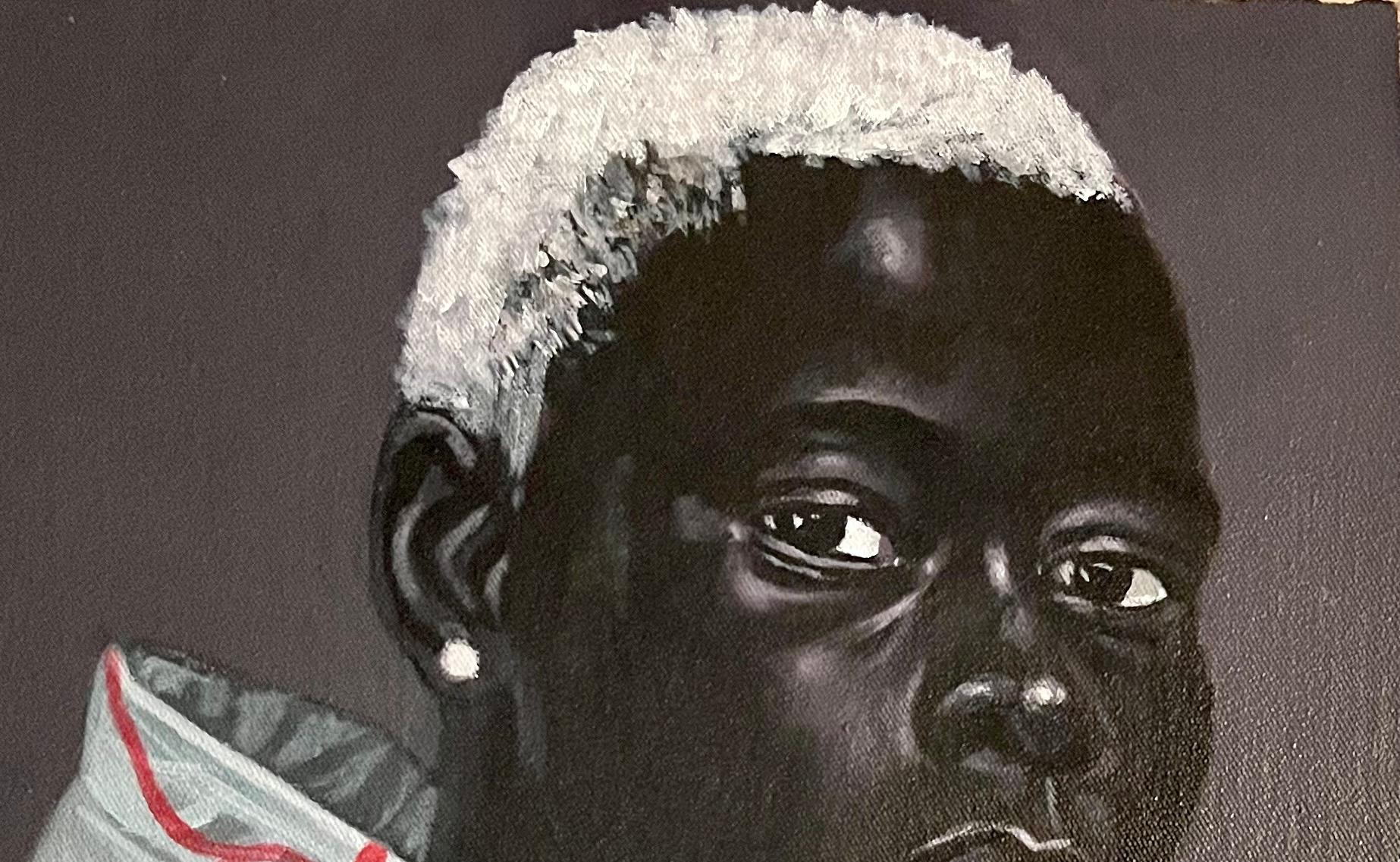 Gaze 1 - 21st Century, Contemporary, Figurative Portrait, Modern, Men - Painting by Akingbade Mayowa