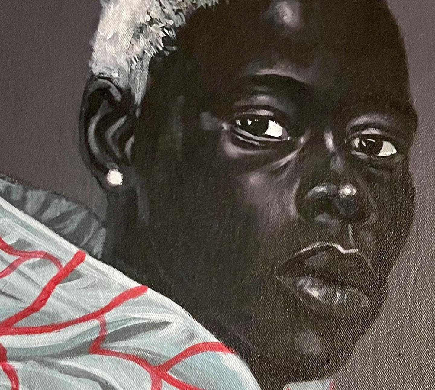 Gaze 1 - 21st Century, Contemporary, Figurative Portrait, Modern, Men - Black Figurative Painting by Akingbade Mayowa