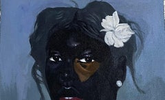 Sguardo 2 - 21° secolo, Contemporaneo, Ritratto figurativo, Donne moderne, Floreale