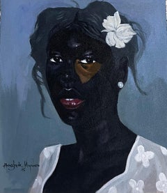 Gaze 2 - 21st Century, Contemporary, Figurative Portrait, Modern Women, Floral