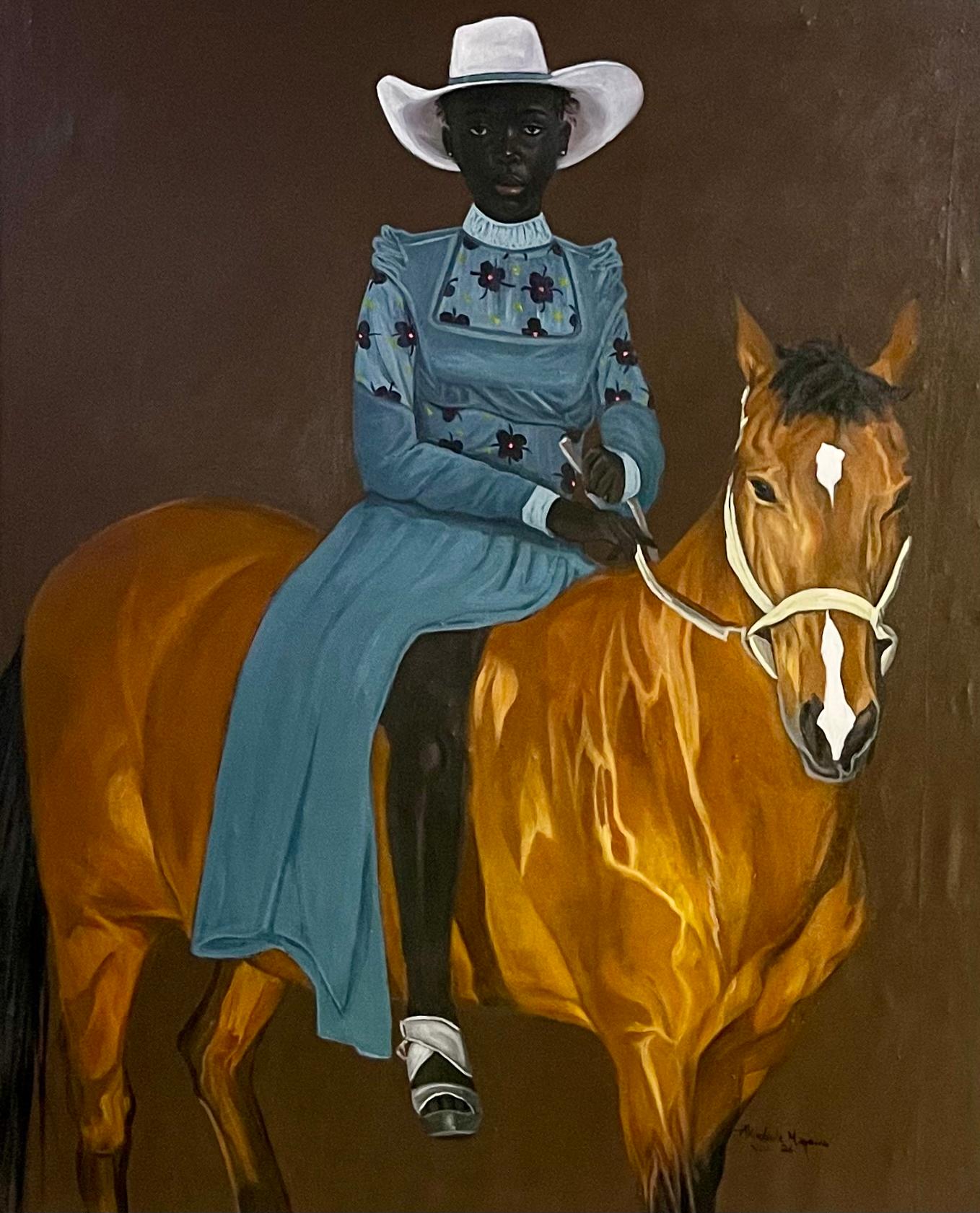 Horse Lady 2, Zeitgenössisches Acryl auf Leinwand, 2010+, 116,8 x 95,3 cm