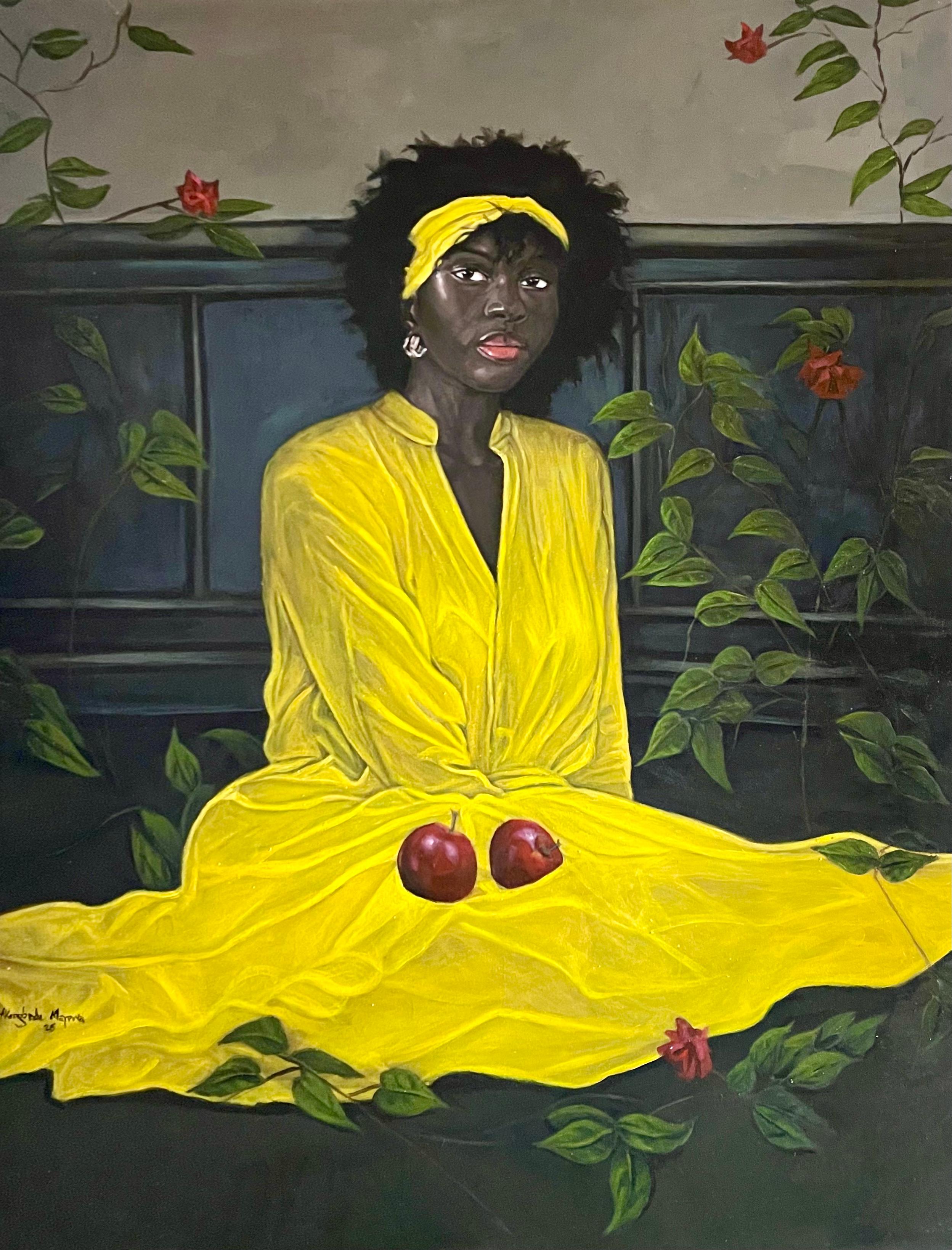 Von Zuneigung umhüllte Frau – 21. Jahrhundert, Zeitgenössisch, Figurativ, Afrika