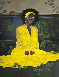 Von Zuneigung umhüllte Frau – 21. Jahrhundert, Zeitgenössisch, Figurativ, Afrika