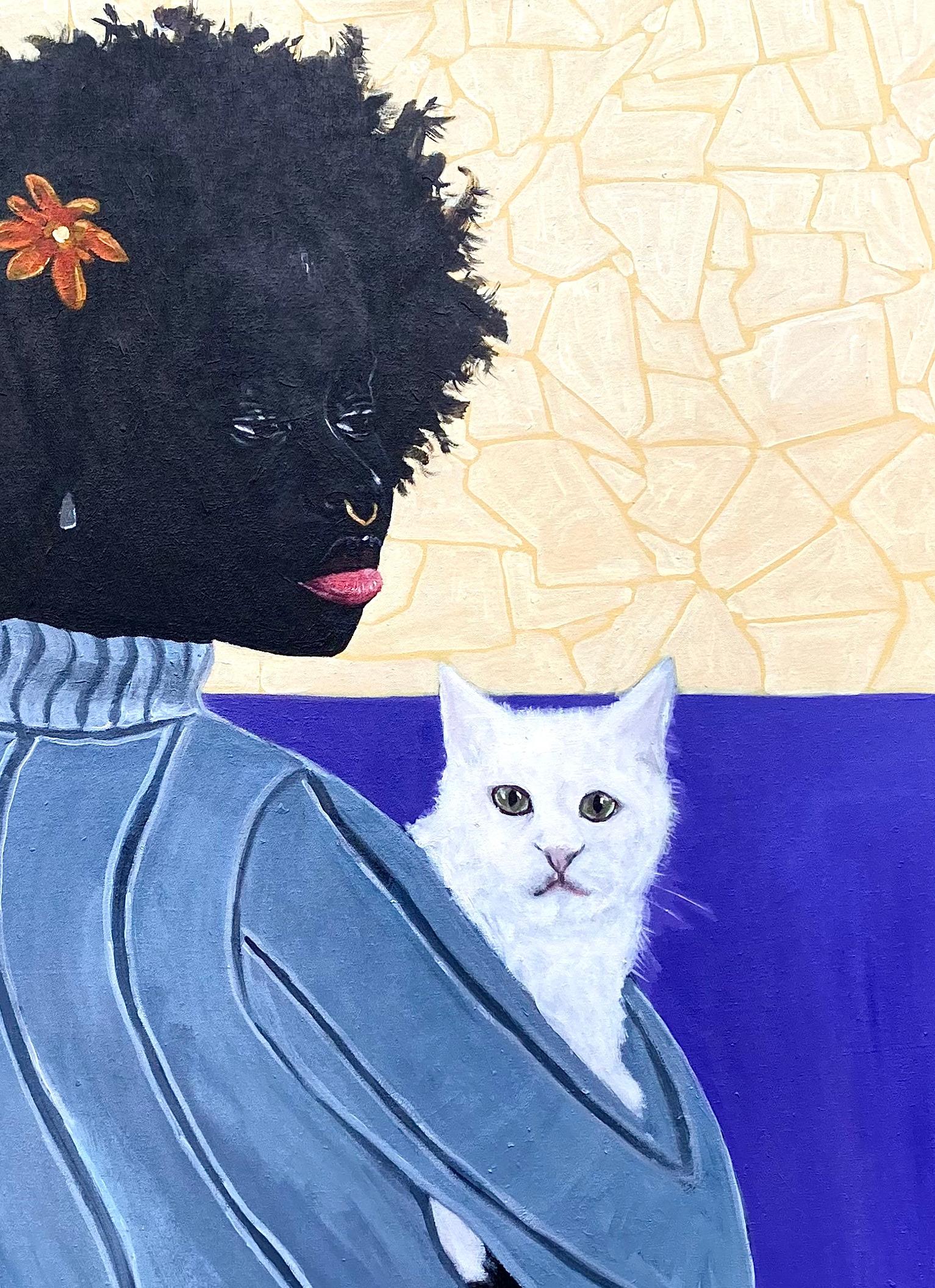 My Little Pet and I - Expressionist Painting by Akingbade Mayowa