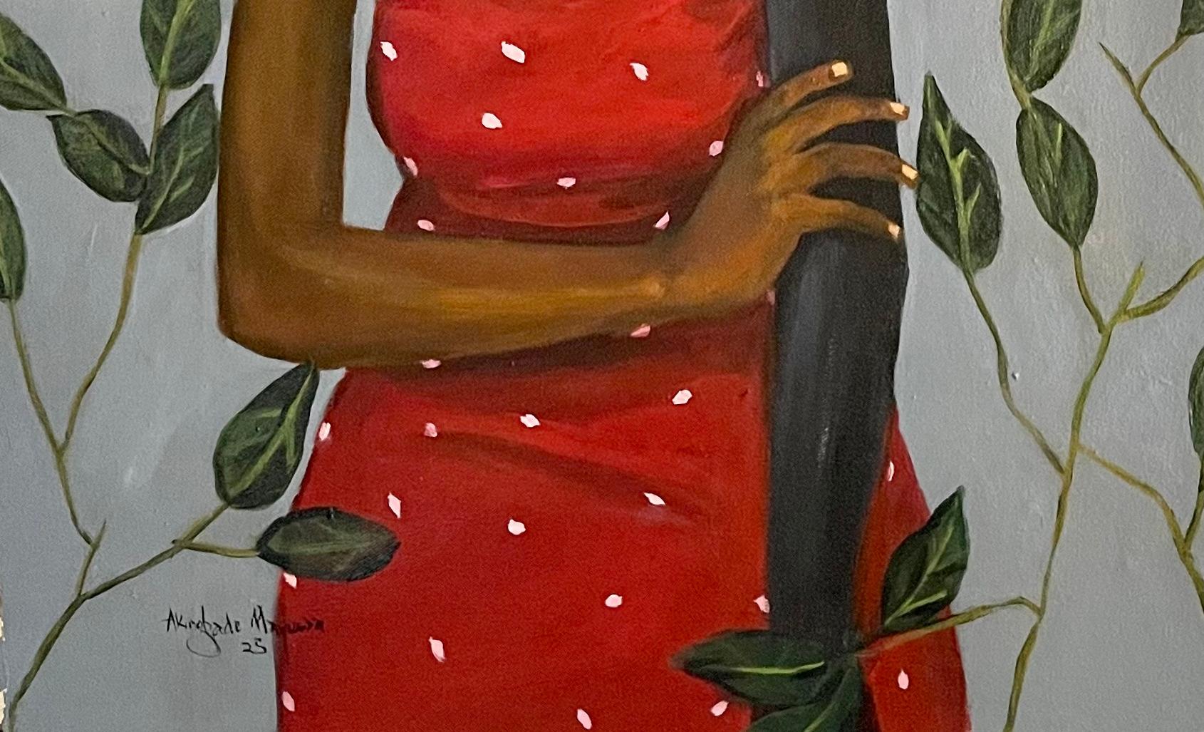 Not Alone 2 - 21. Jahrhundert, Zeitgenössisch, Figuratives Porträt, Modern, Frauen (Surrealismus), Painting, von Akingbade Mayowa