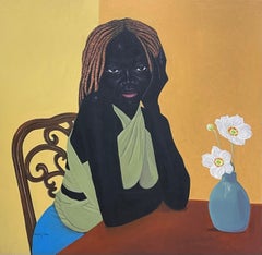 Esperando pacientemente 2 - Siglo XXI, Contemporáneo, Figurativo, Mujer negra, Amor