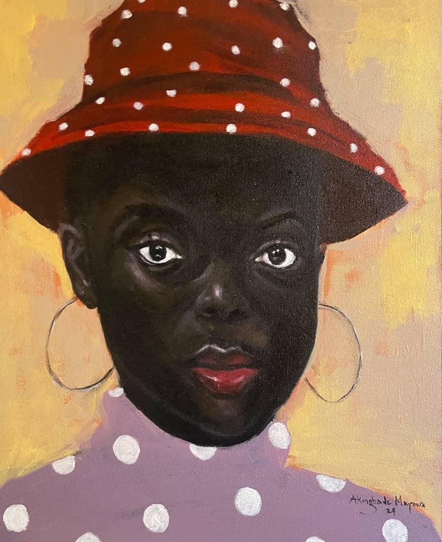 Red Dot Cap- Malerei, Acryl auf Leinwand