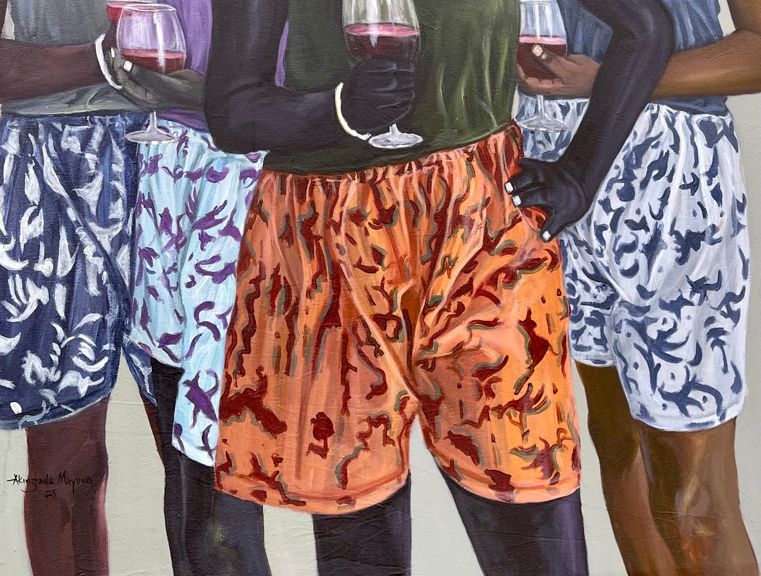 Toast To Celebrate - 21. Jahrhundert, Contemporary, Figurativ, Frauen, Liebe, Getränke (Surrealismus), Painting, von Akingbade Mayowa