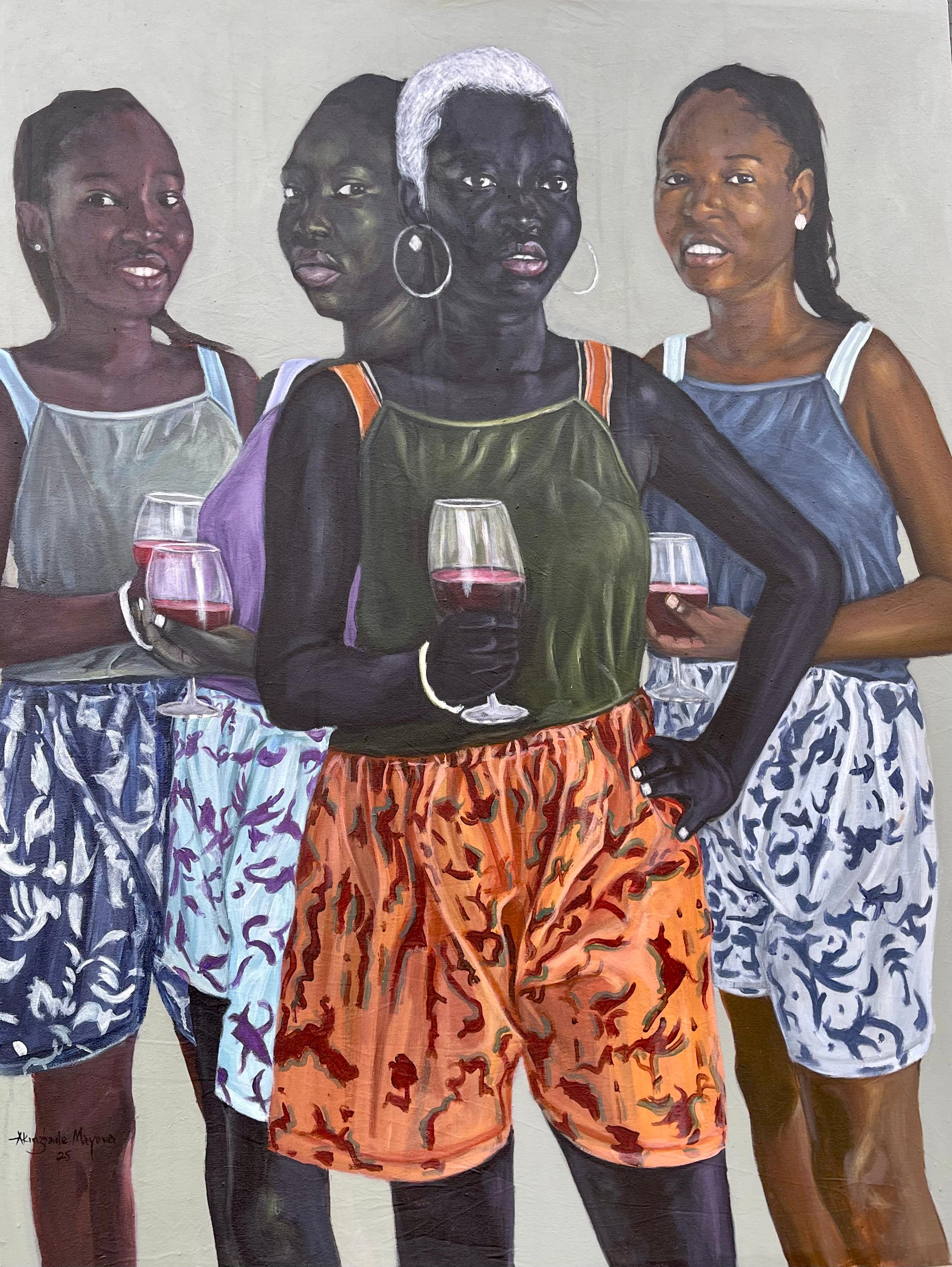 Brindare per festeggiare - 21° secolo, Contemporaneo, Figurativo, Donne, Amore, Bevande