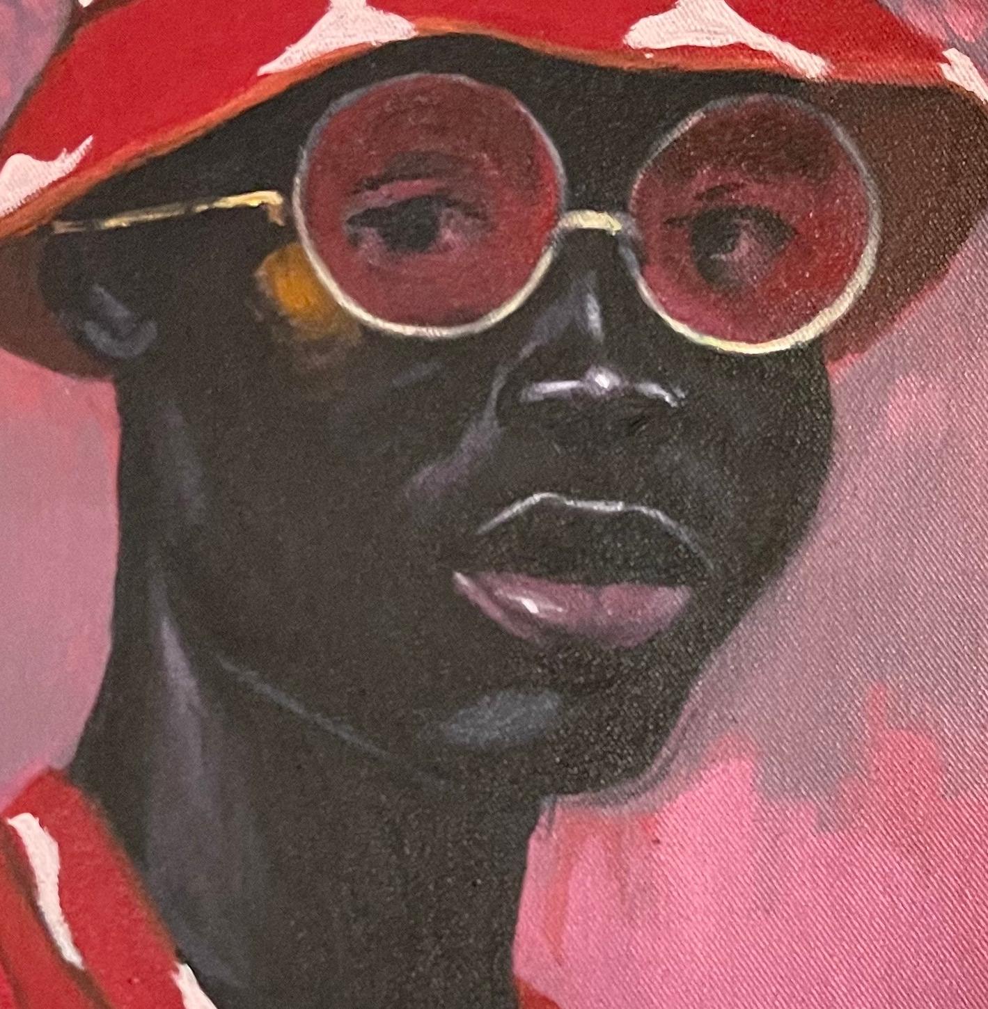 Ohne Titel - 21. Jahrhundert, Zeitgenössisch, Figuratives Porträt, Modern, Afrika, Männer (Braun), Figurative Painting, von Akingbade Mayowa