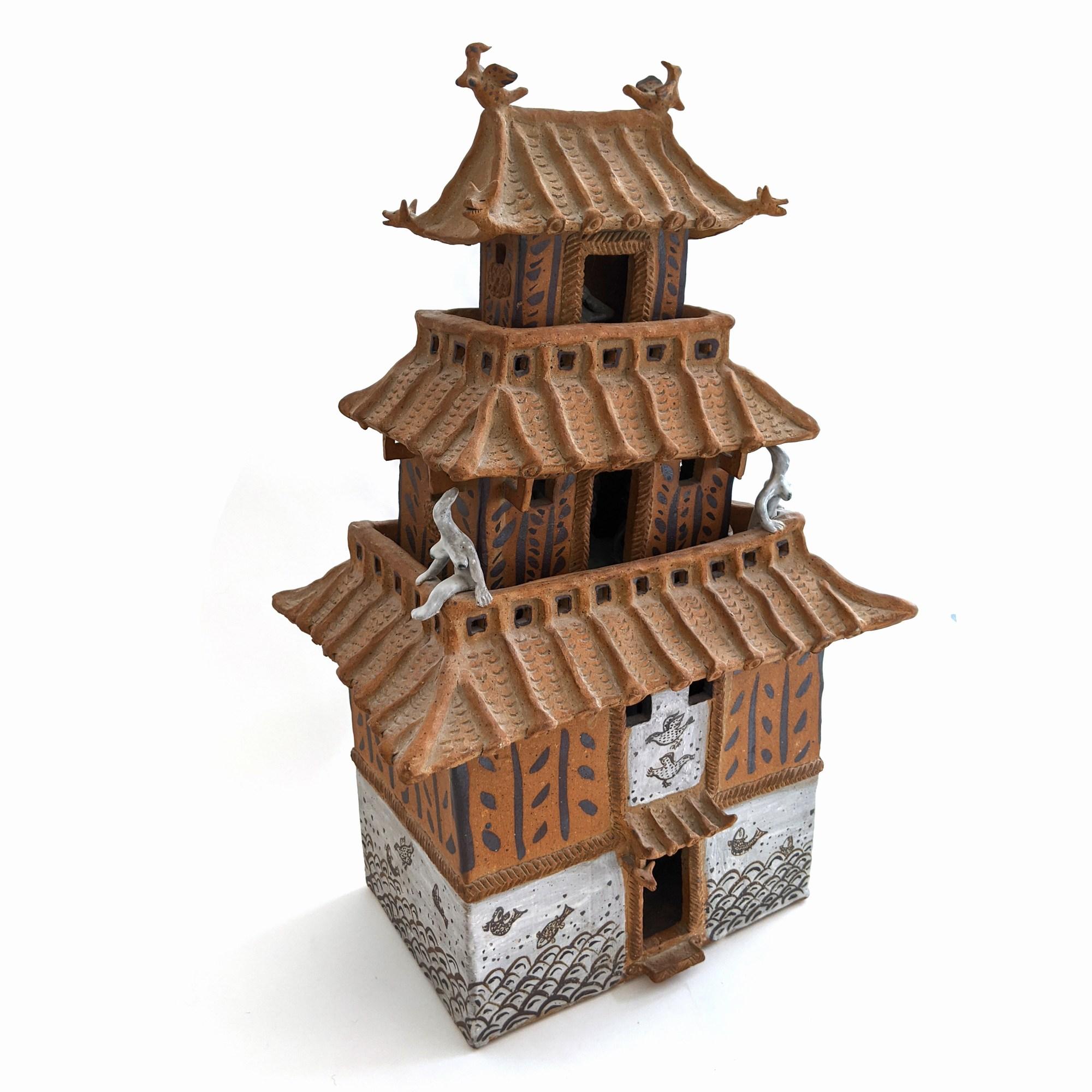 3 Tier House with Women inside - Sculpture by Akio Takamori