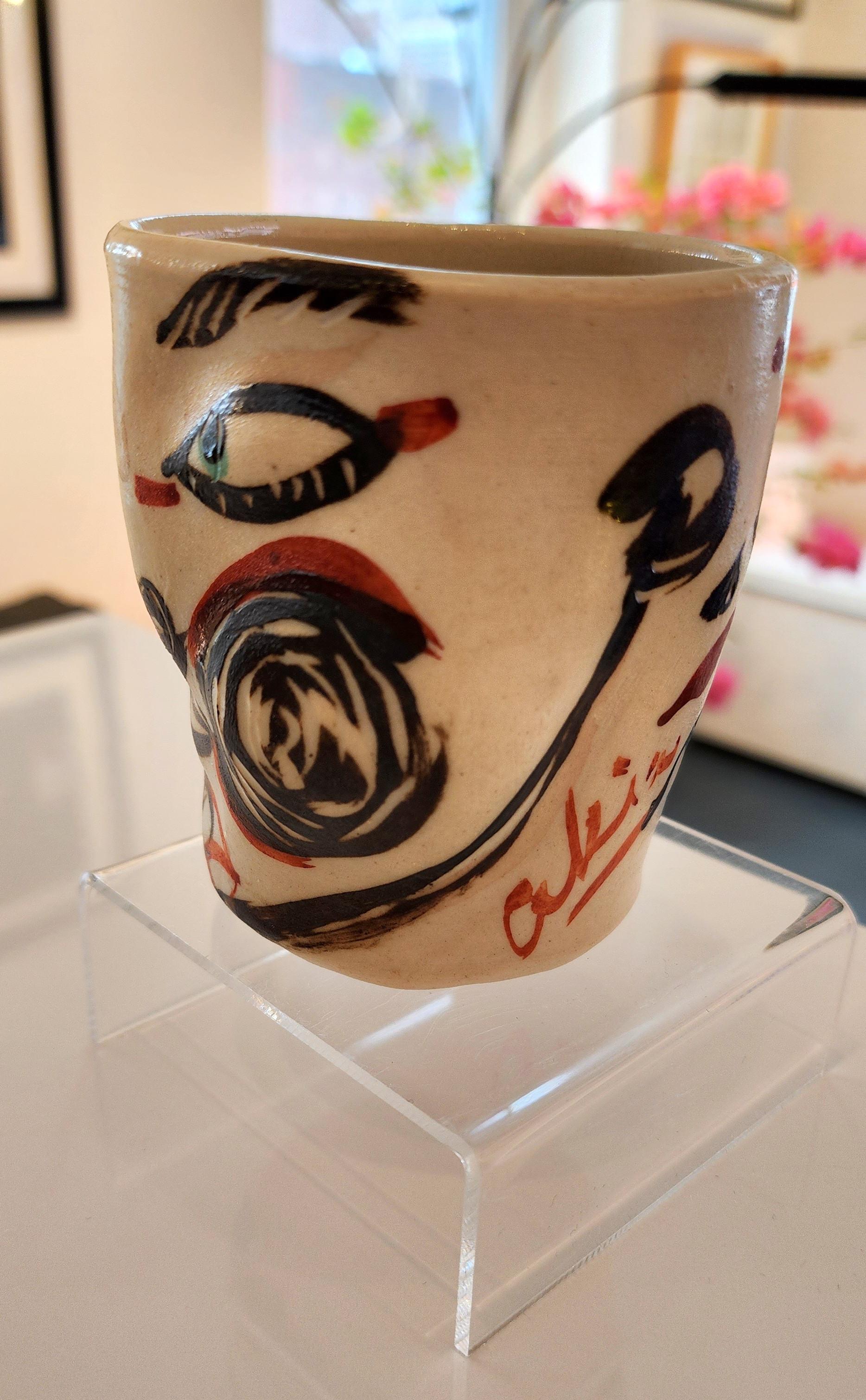 Cup with Face (Modern Ceramics) - Impressionist Sculpture by Akio Takamori