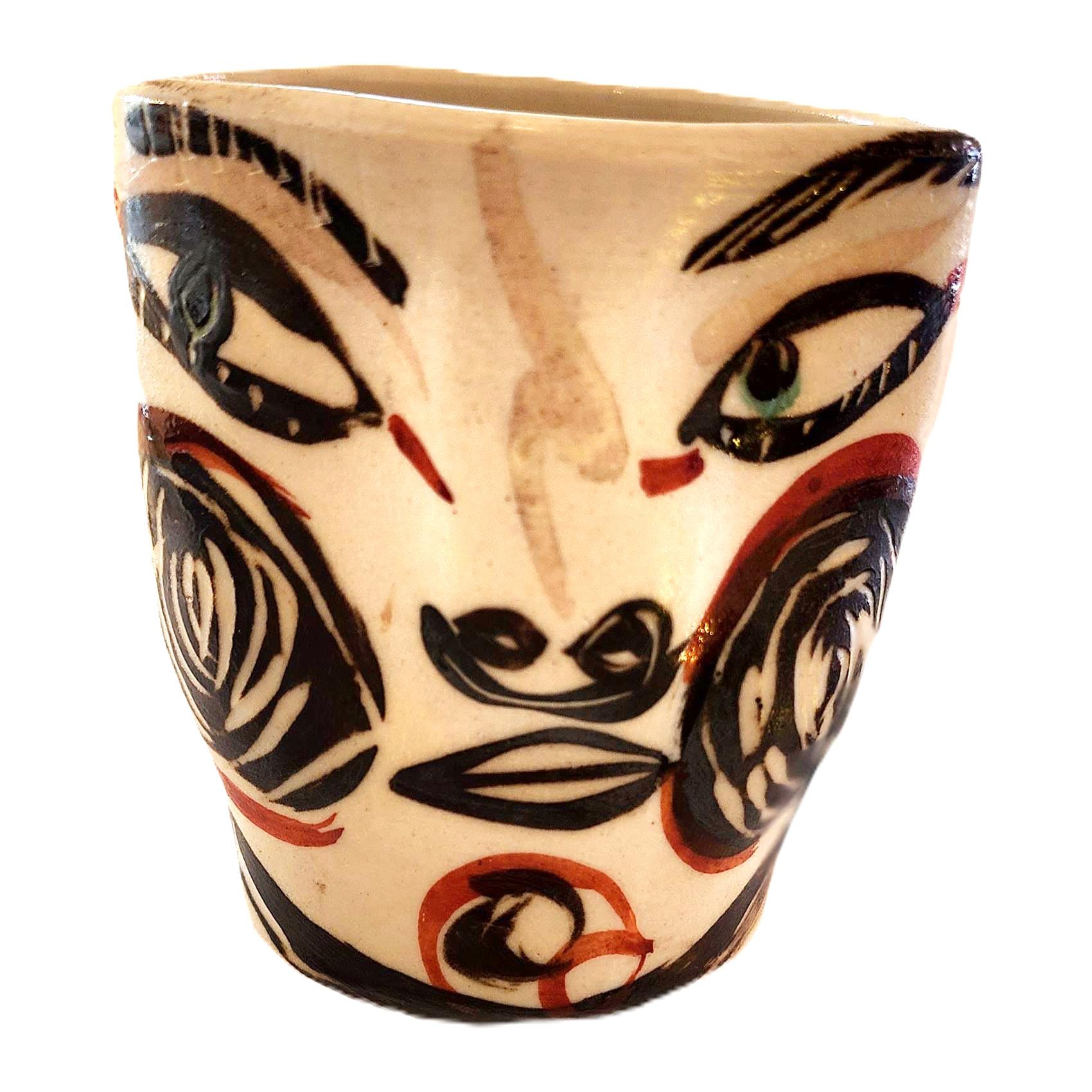 Akio Takamori Figurative Sculpture - Cup with Face (Modern Ceramics)
