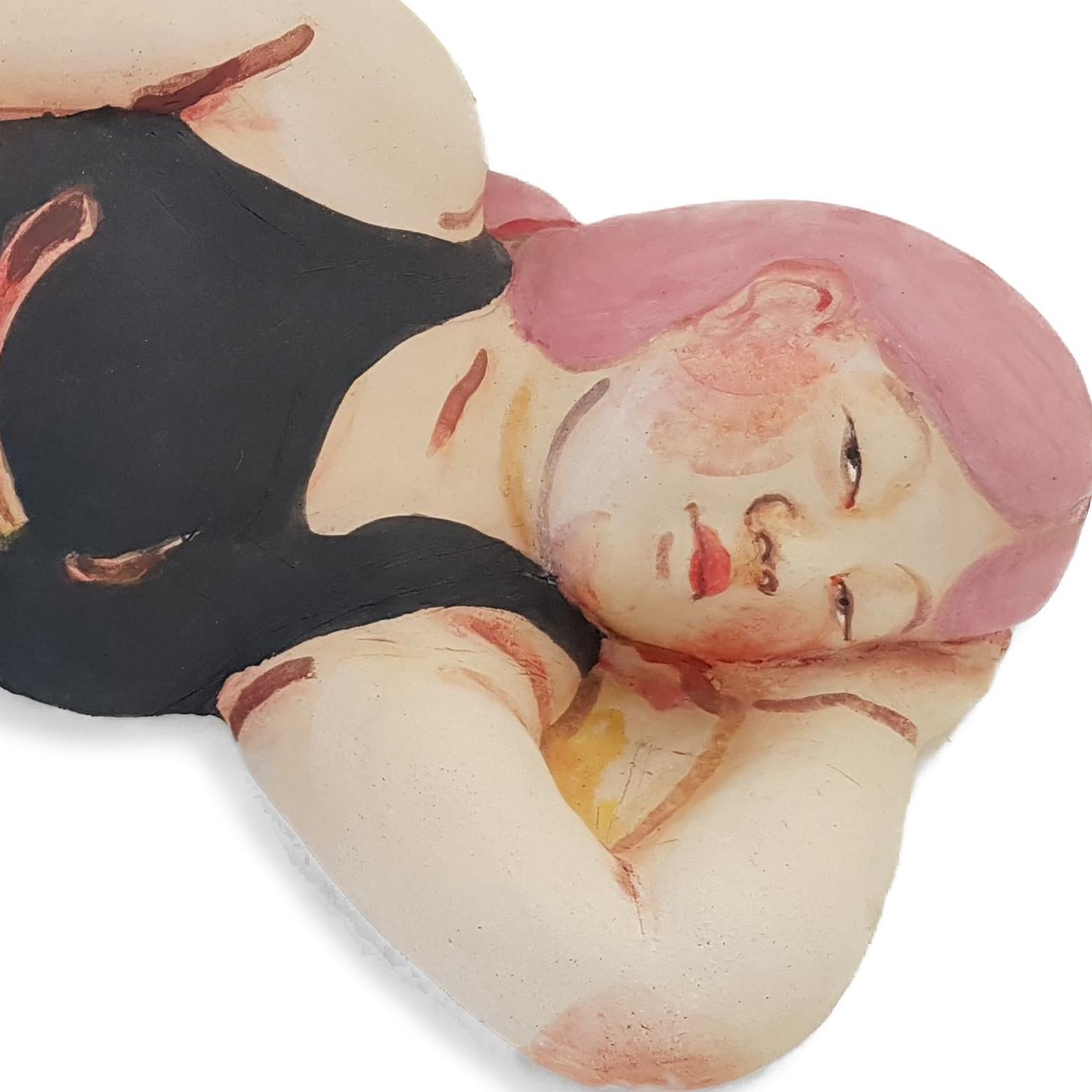 Sleeping Woman in Black Dress with Red Hair - Sculpture by Akio Takamori
