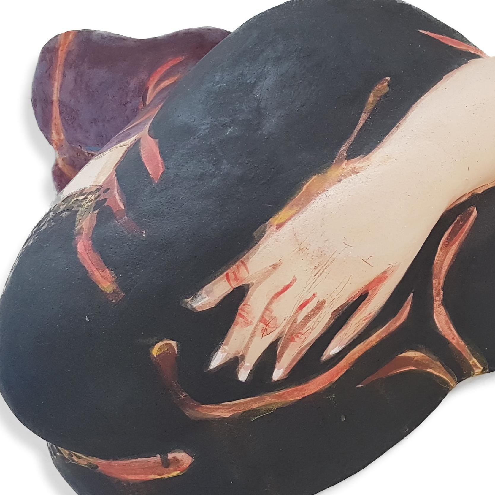 Sleeping Woman in Black Dress with Red Hair - Contemporary Sculpture by Akio Takamori