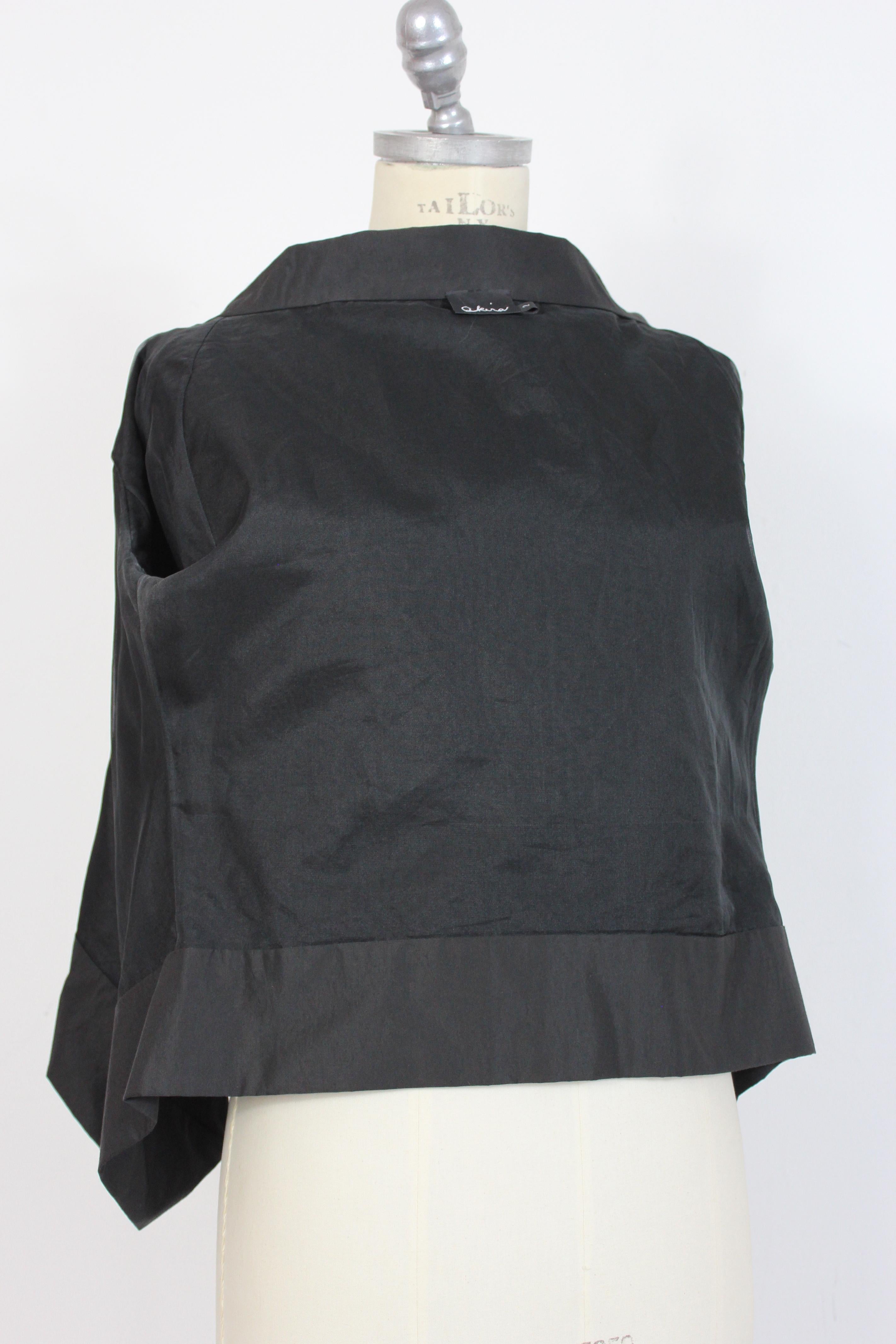 Women's Akira Black Silk Evening Asymmetrical Bolero Jacket For Sale