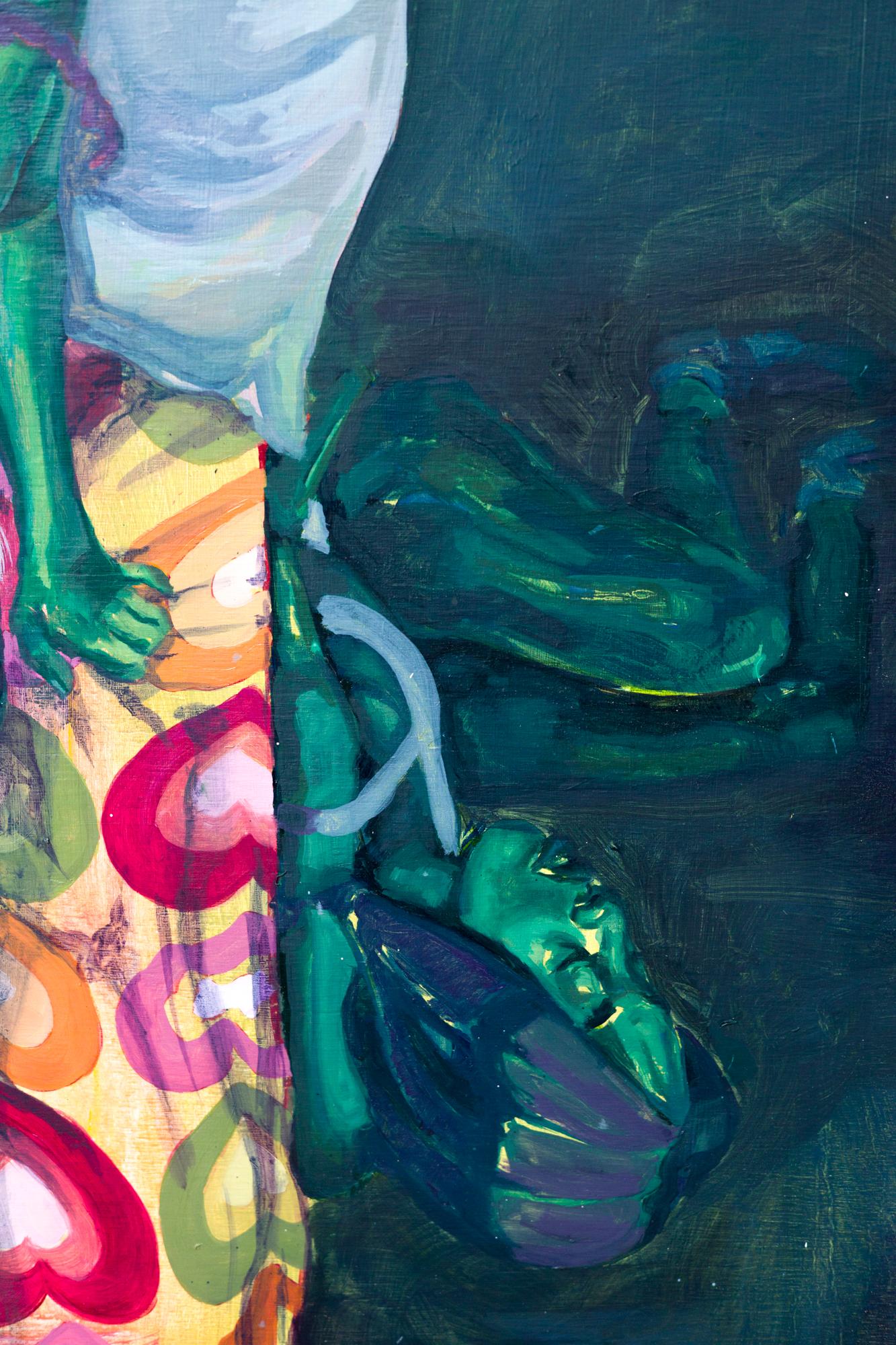 „Eyes Wide“, weibliche Figur, Schlafzimmer, Diptychon, Öl auf Holzplatte (Zeitgenössisch), Painting, von Akira Gordon