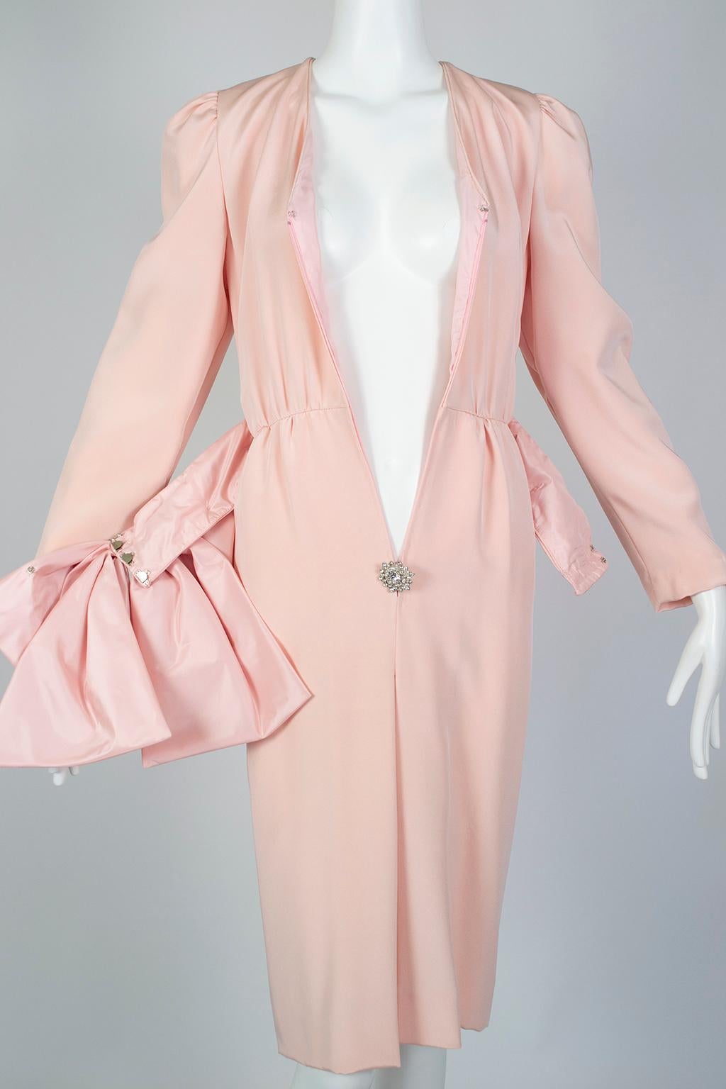 Akira Isogawa Pink Cocktail Dress with Oversize Jewel Cummerbund Bow – M, 1980s For Sale 5
