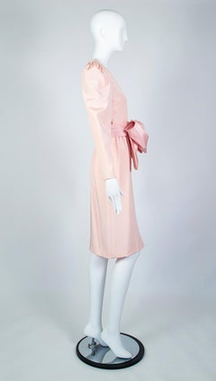 Akira Pink Cocktail Dress with Oversize Jewel Cummerbund Bow – M, 1980s