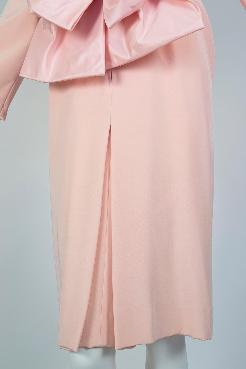 Akira Rosa Cocktailkleid mit übergroßer Jewell-Kummerbund-Schleife - M, 1980er im Angebot 1
