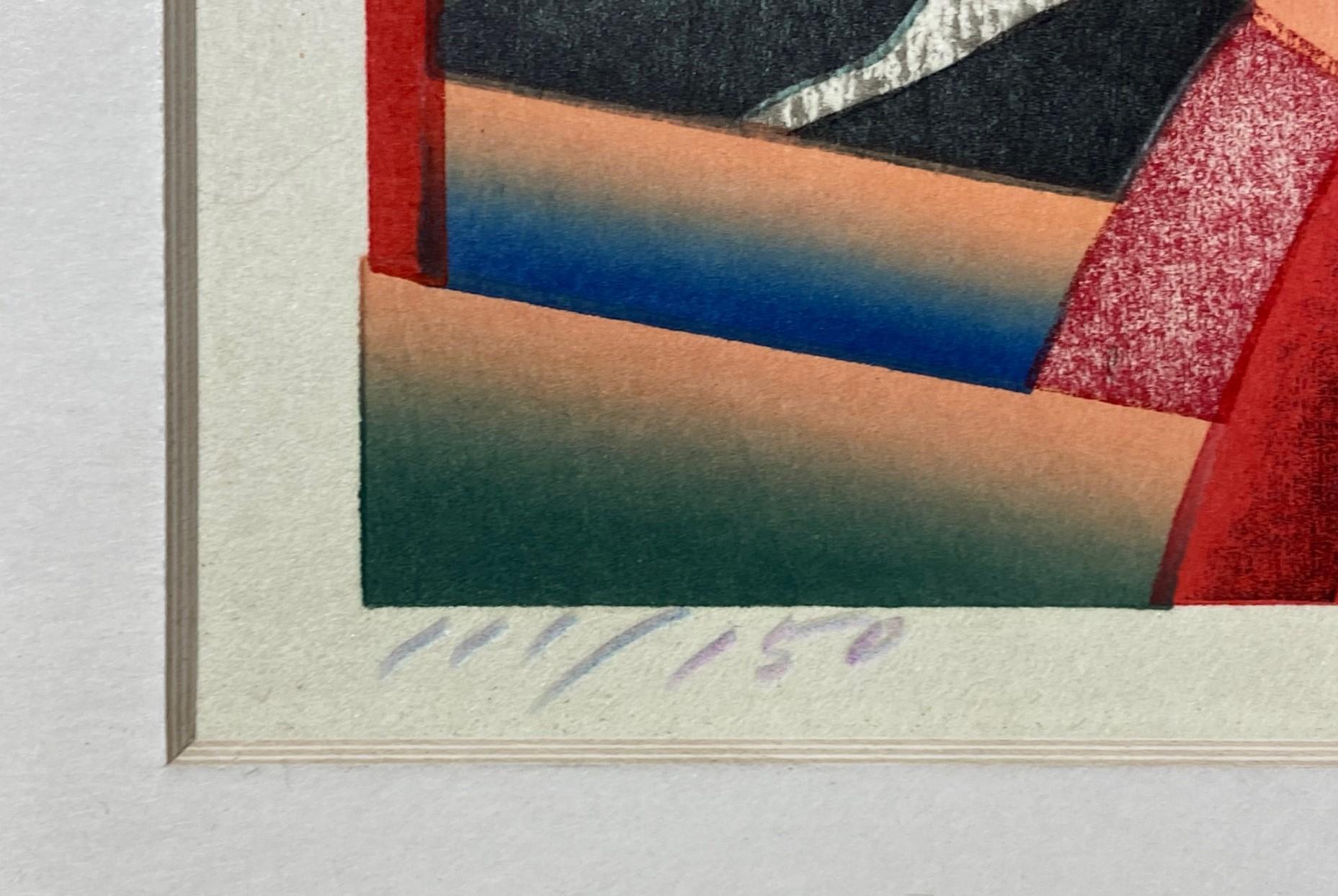 Akira Kurosaki Signed Limited Edition Japanese Abstract Woodblock Print W-397 For Sale 3