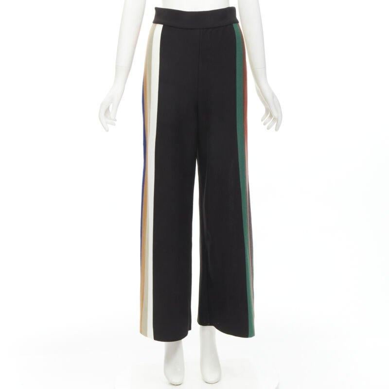 AKIRA NAKA pantaloni a gamba larga in maglia nera a righe multiple US2 S in vendita 6