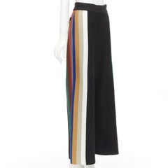 AKIRA NAKA black multi stripe wide leg relaxed knitted pants US2 S