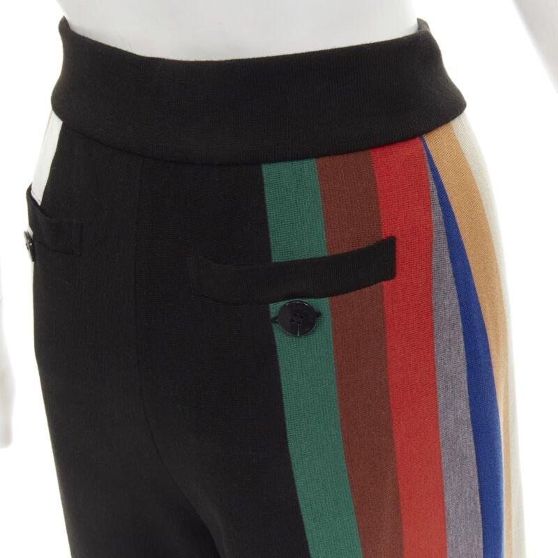 AKIRA NAKA pantaloni a gamba larga in maglia nera a righe multiple US2 S in vendita 3