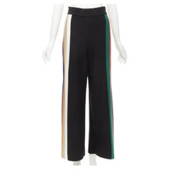 AKIRA NAKA black multi stripe wide leg relaxed knitted pants US2 S