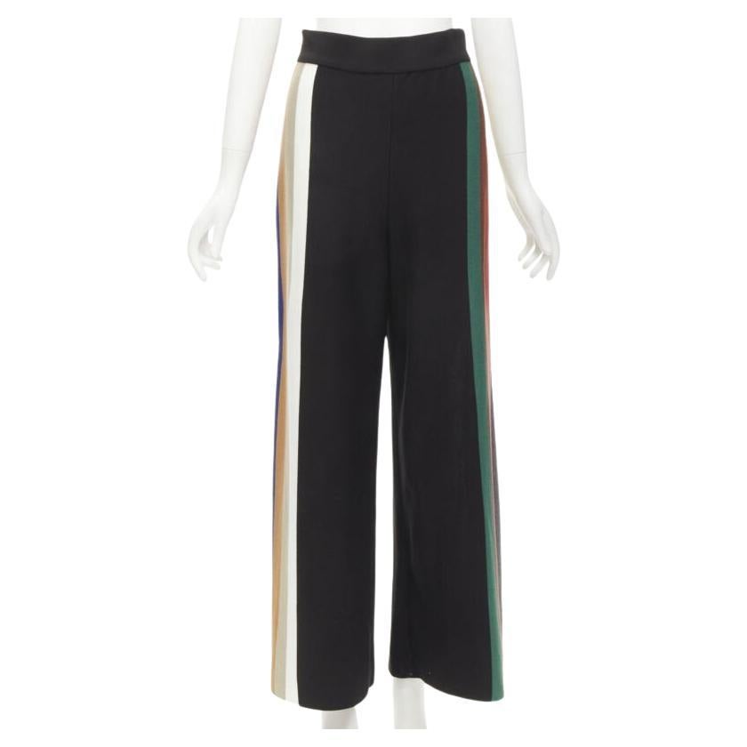 AKIRA NAKA - Pantalon en maille décontracté à larges jambes et à rayures noires, taille US 2