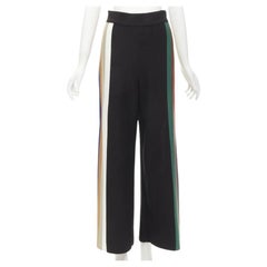 AKIRA NAKA black multi stripe wide leg relaxed knitted pants US2 S