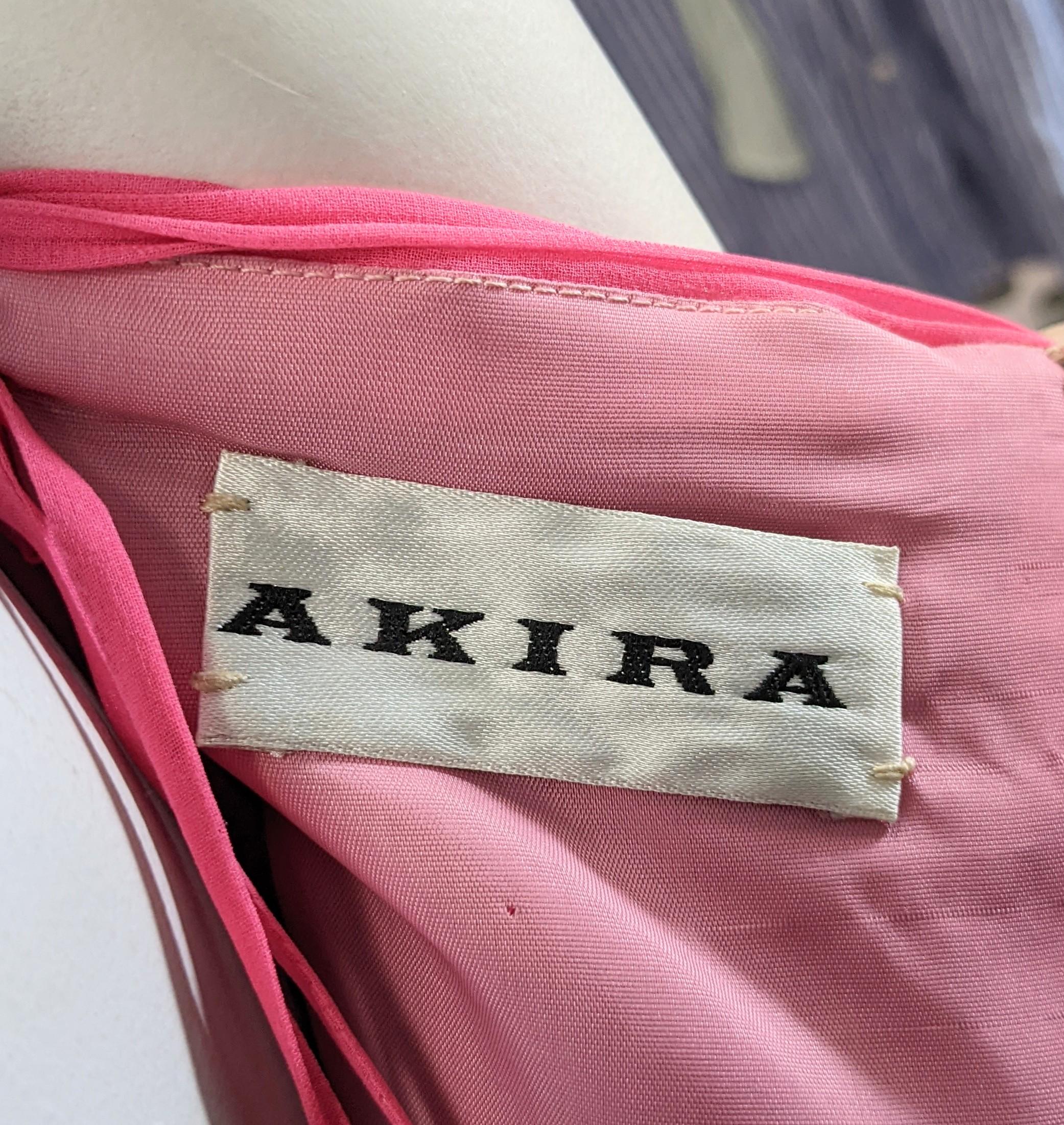 Akira Pink Silk Chiffon Draped Gown For Sale 3