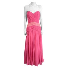 Akira Pink Silk Chiffon Draped Gown