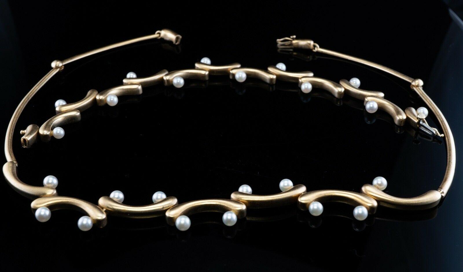 Akiyo Matsuoka Akoya Perlen-Halskette-Armband Set 18K Gold (Rundschliff) im Angebot