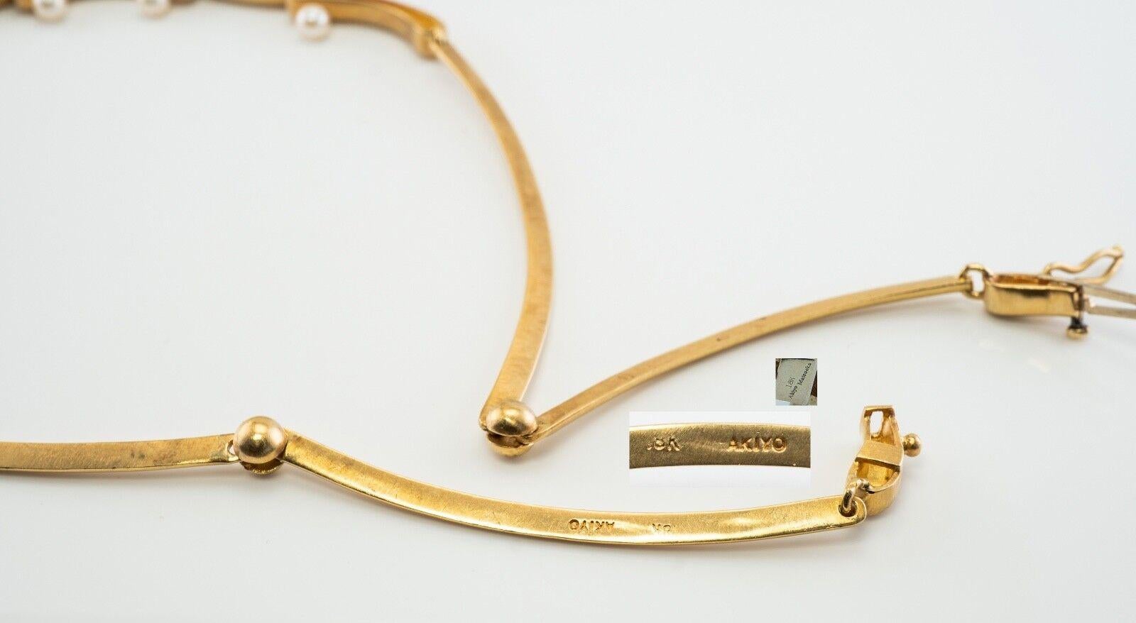 Akiyo Matsuoka Akoya Pearl Necklace Bracelet Set 18K Gold For Sale 1