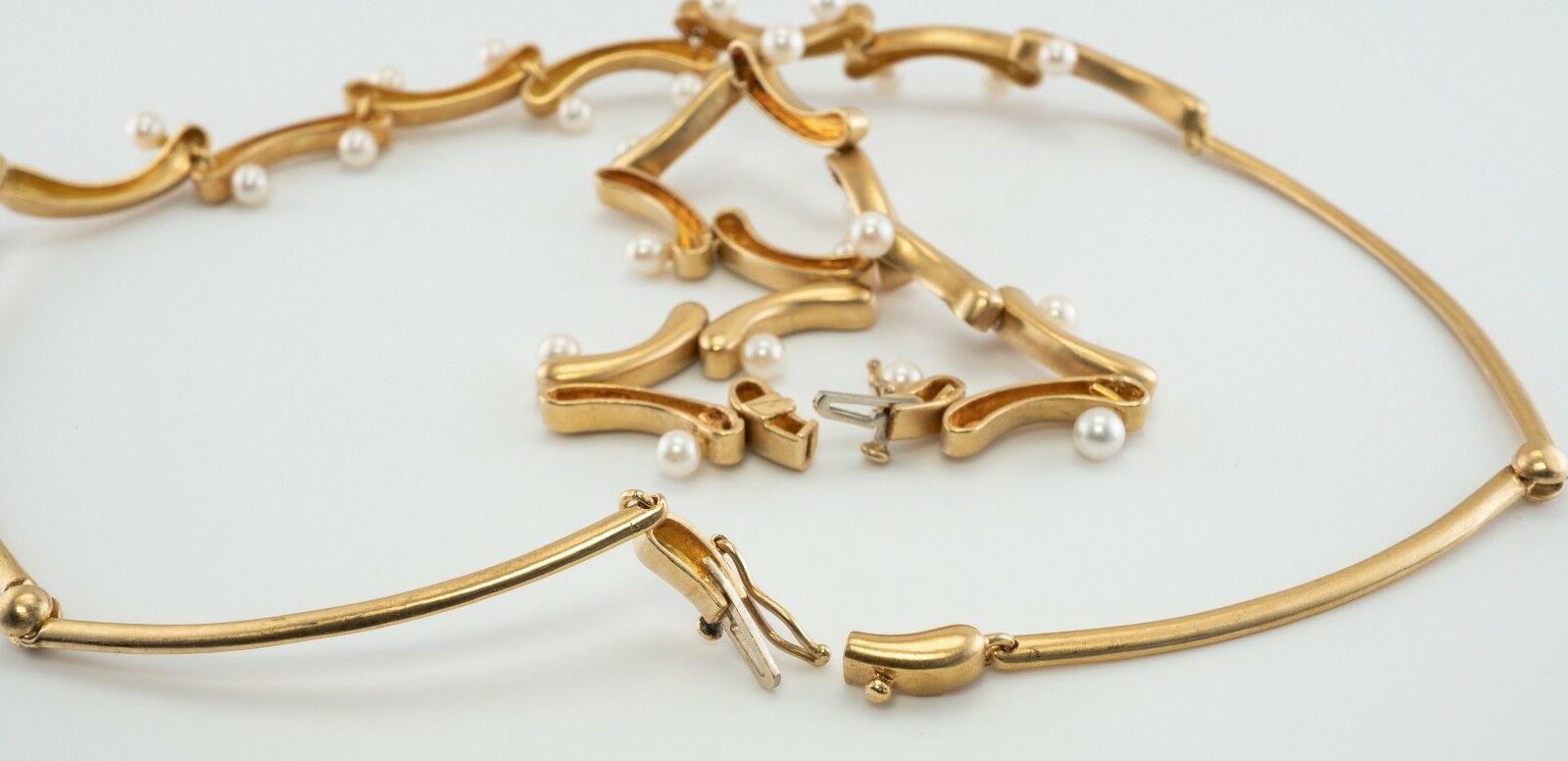 Akiyo Matsuoka Akoya Pearl Necklace Bracelet Set 18K Gold For Sale 2