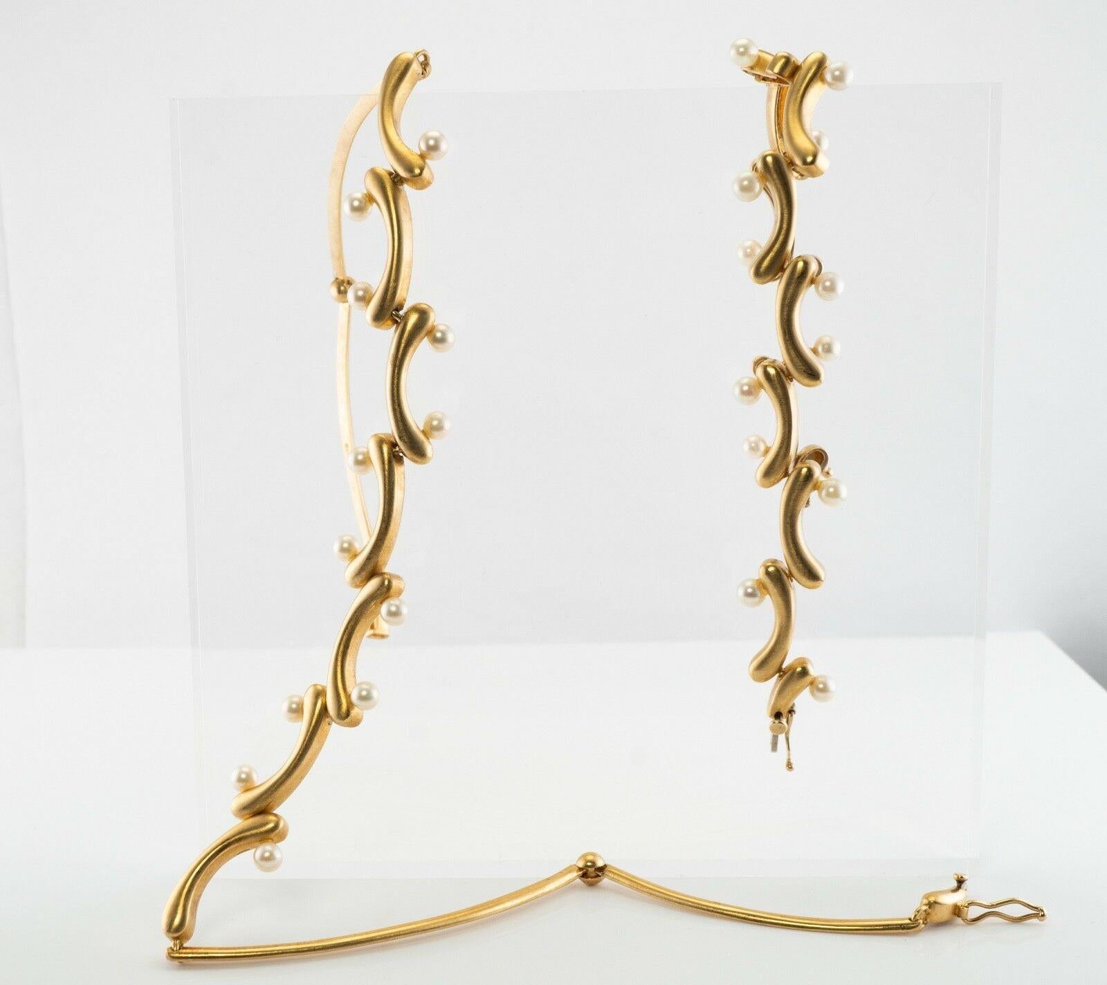 Akiyo Matsuoka Akoya Pearl Necklace Bracelet Set 18K Gold For Sale 3