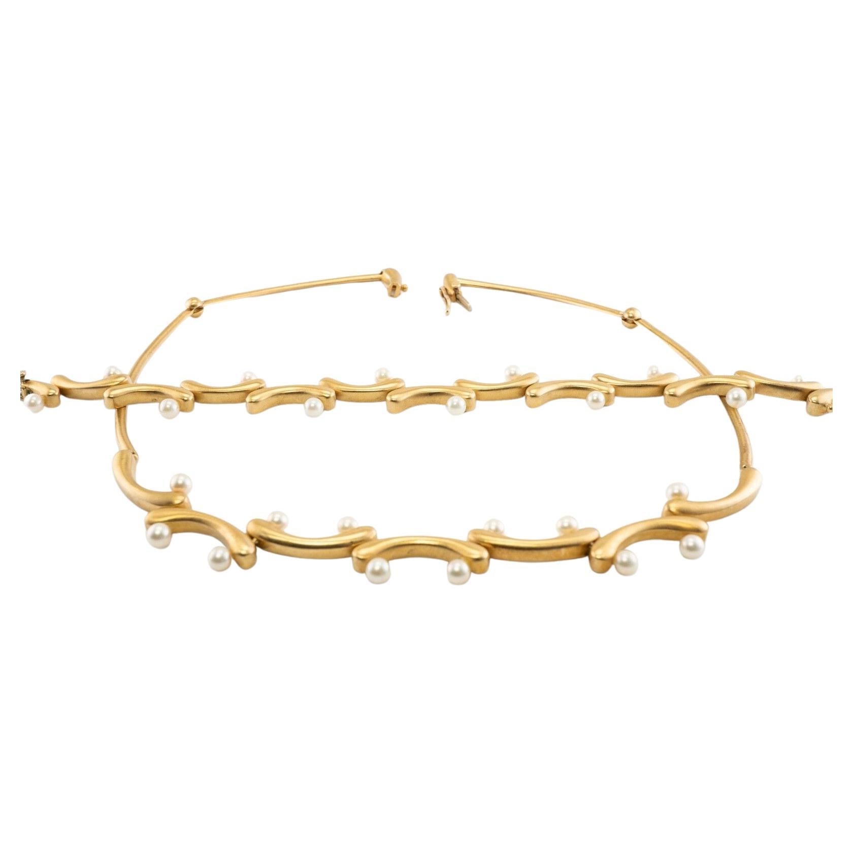 Akiyo Matsuoka Akoya Perlen-Halskette-Armband Set 18K Gold im Angebot