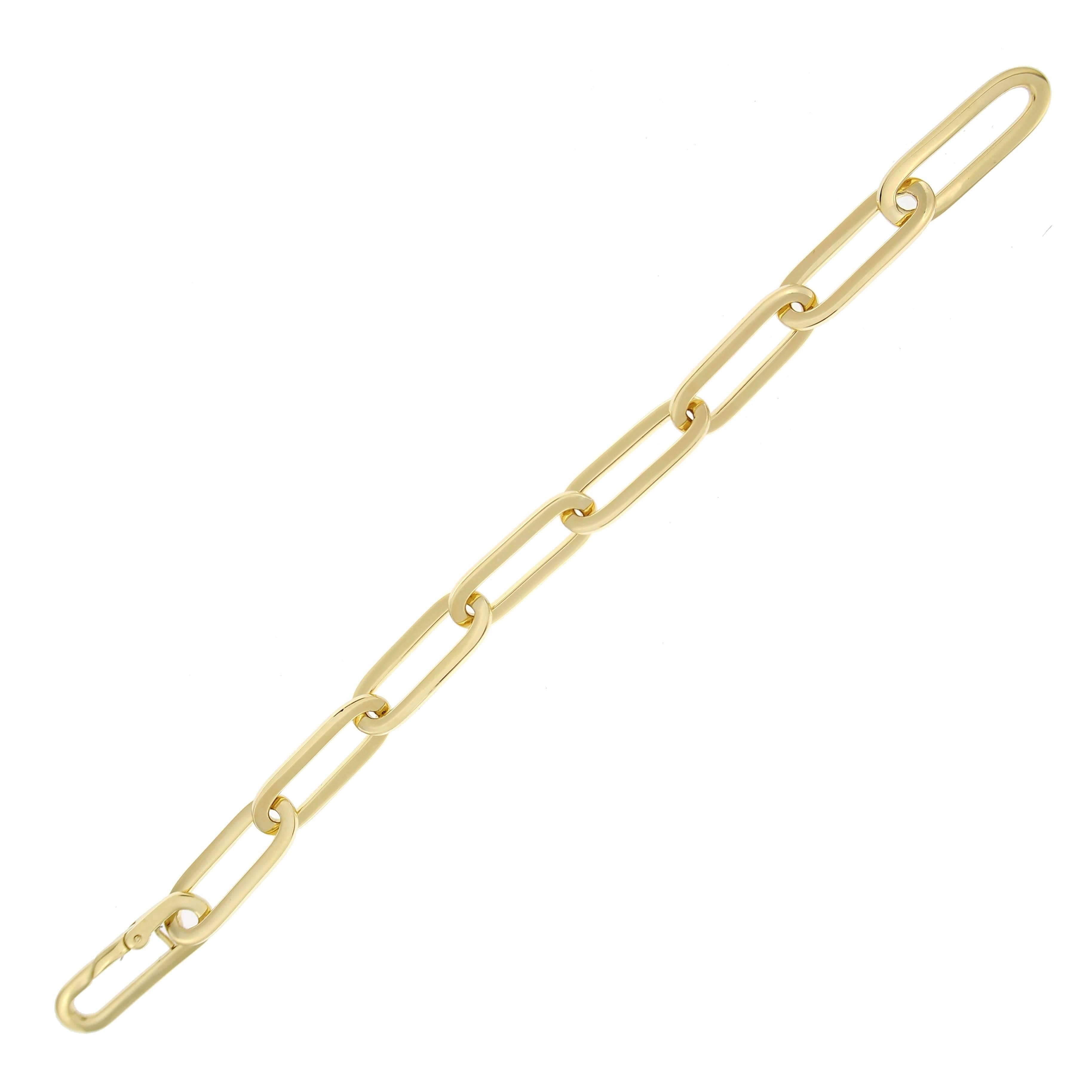 Alex Jona design collection, hand crafted in Italy, 18 karat yellow gold 8.46 in. long chain bracelet.
All Jona jewelry is new and has never been previously owned or worn. Each item will arrive at your door beautifully gift wrapped in Jona boxes,