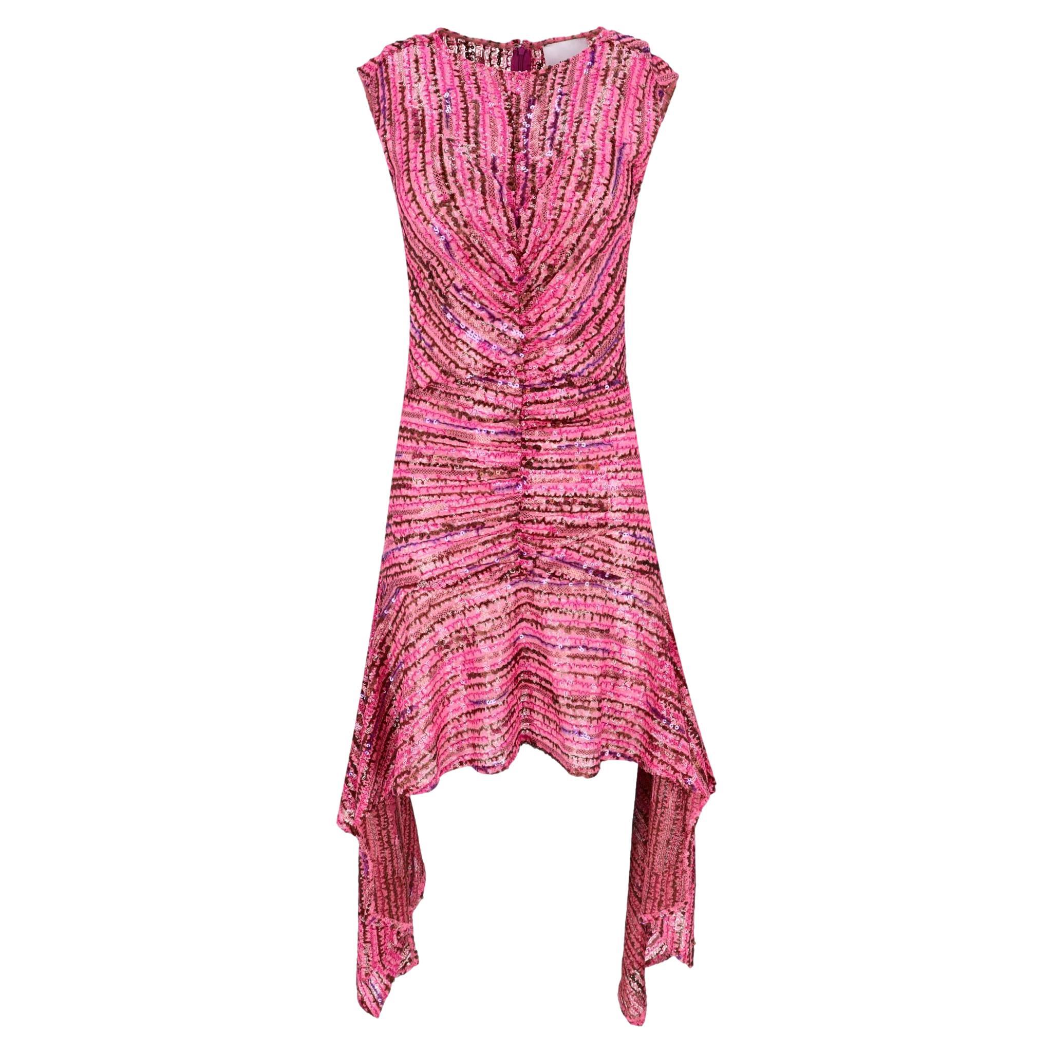 Aknvas Sequin-Embellished With Asymmetrical Hemline