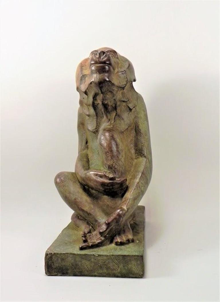 Akop GURDJAN (après) (1881-1948) Sitting Baboon Bronze  For Sale 9