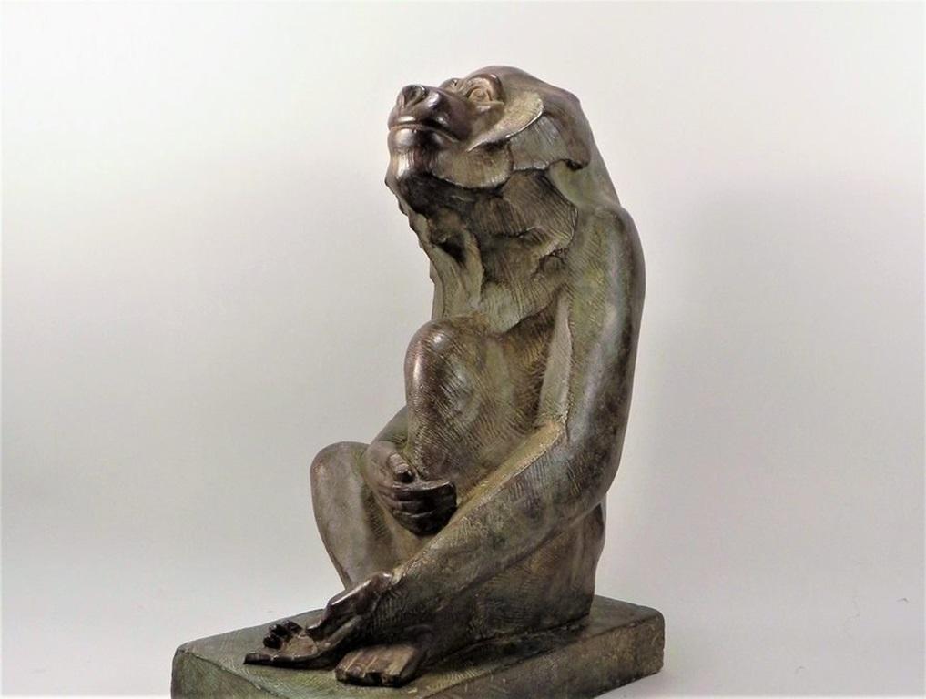 Akop GURDJAN (après) (1881-1948) Sitting Baboon Bronze  For Sale 1