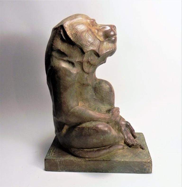 Akop GURDJAN (après) (1881-1948) Sitting Baboon Bronze  For Sale 3