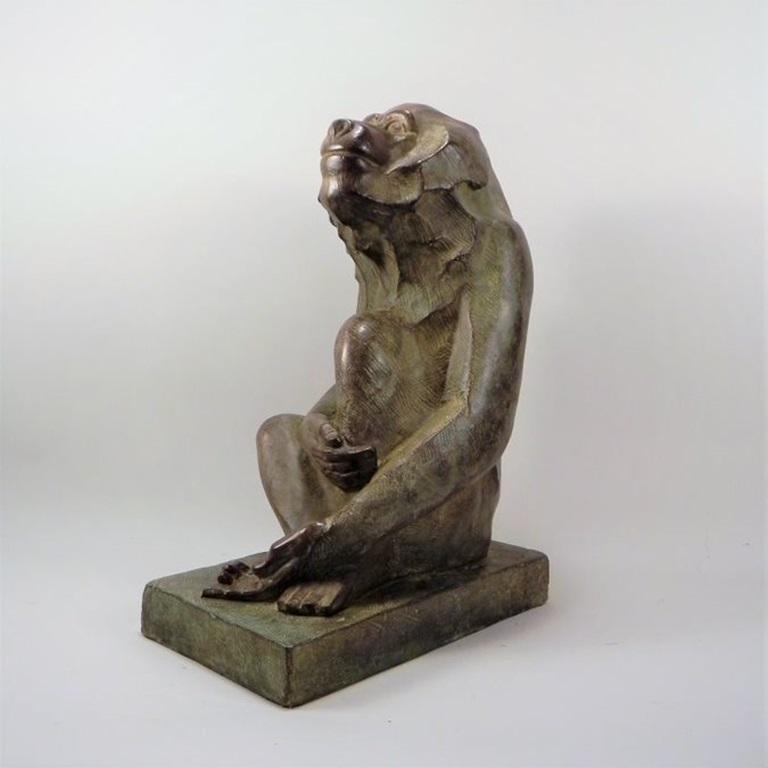 Akop GURDJAN (après) (1881-1948) Sitting Baboon Bronze  For Sale 8
