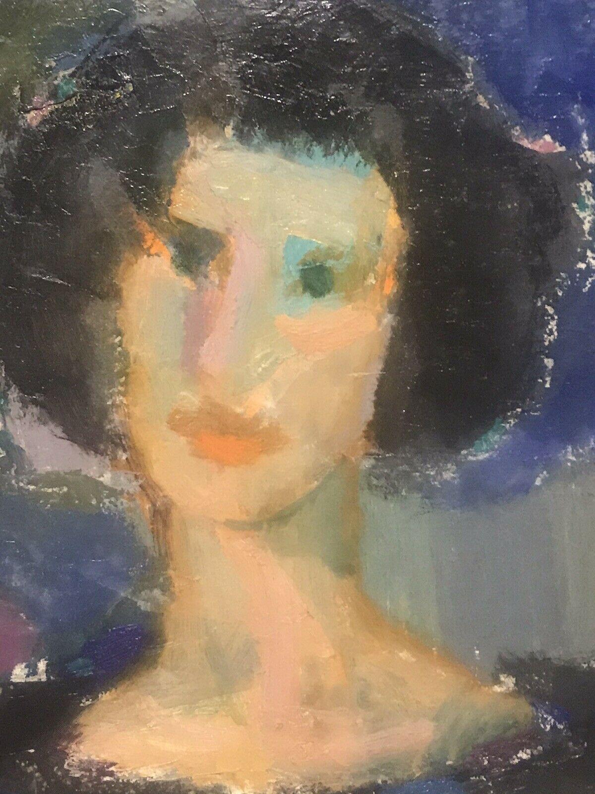 Akos Biro French Expressionist Oil, Portrait of Woman For Sale 2