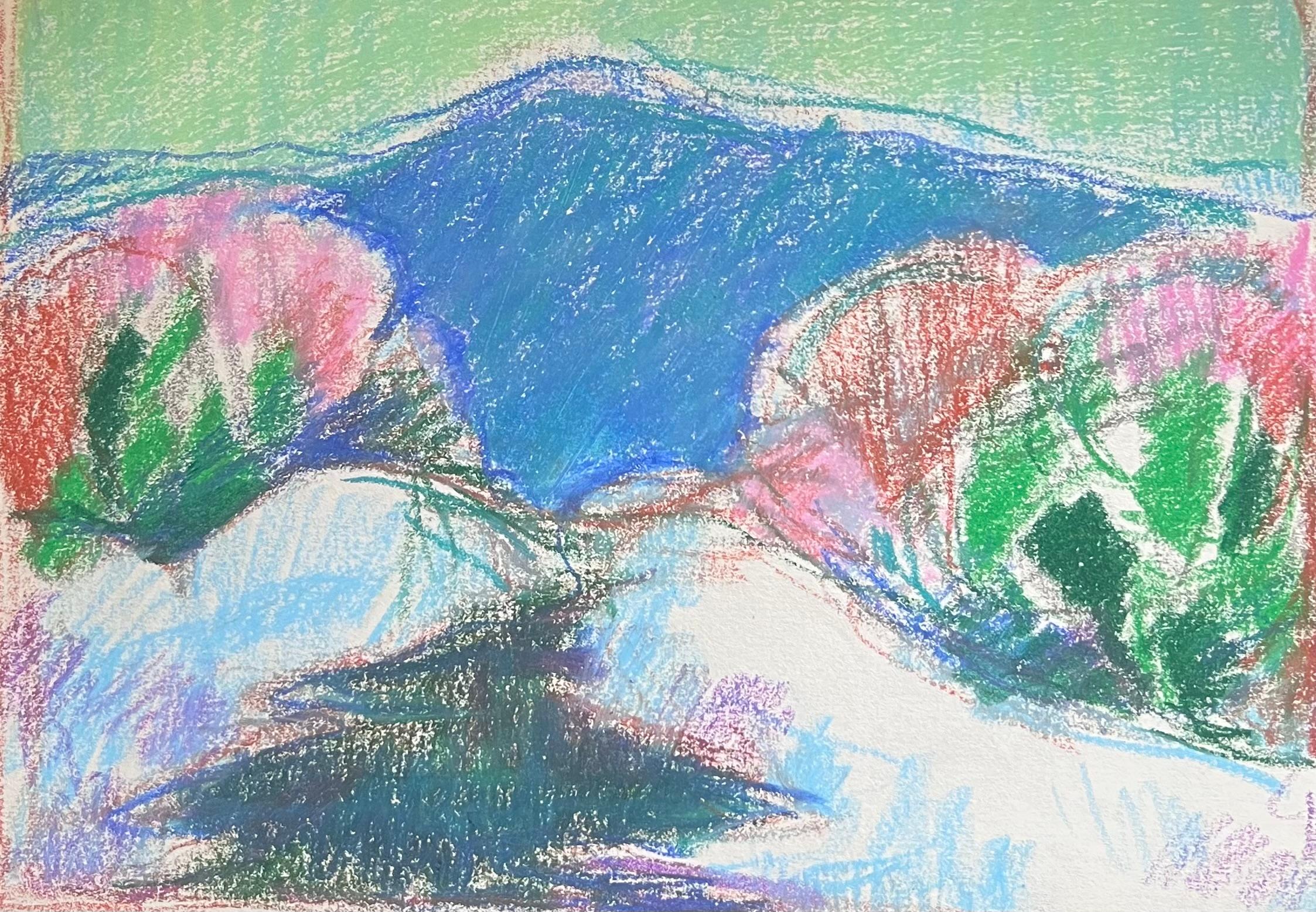 Blue Mountain Landscape
by Akos Biro (Hungarian 1911-2002)
pastel painting on artist paper, unframed
painting: 9 x 12 inches           
provenance: the artists estate, France

Superb original painting by the very popular and highly regarded