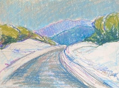 Espressionista francese del 20° secolo, sentiero a pastello blu che conduce al paesaggio delle Alpi